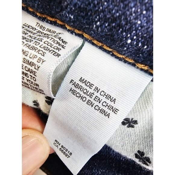 Lucky Brand Size 38X30 Mens 221 Straight Blue Denim 5 Pocket Logo Tag Jeans - Picture 13 of 13